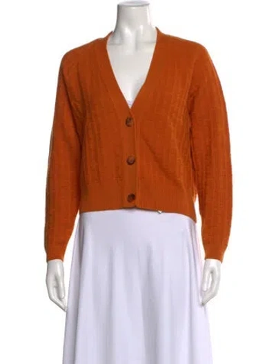 Pre-owned Hermes Virgin Wool Patterned Sweater In Orange