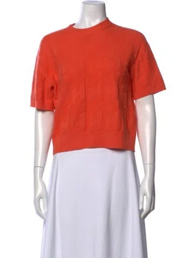 Pre-owned Hermes Virgin Wool Patterned Sweater In Orange