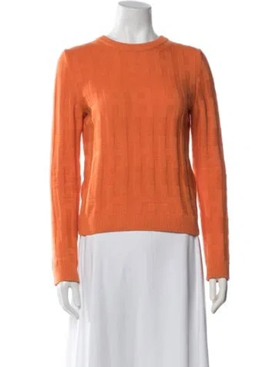 Pre-owned Hermes Virgin Wool Patterned Sweater In Orange