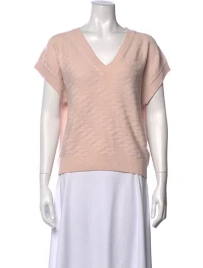 Pre-owned Hermes Virgin Wool Patterned Sweater In Pink