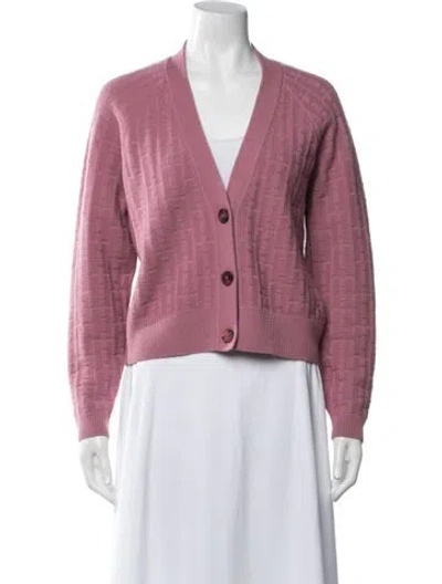 Pre-owned Hermes Virgin Wool Patterned Sweater In Pink