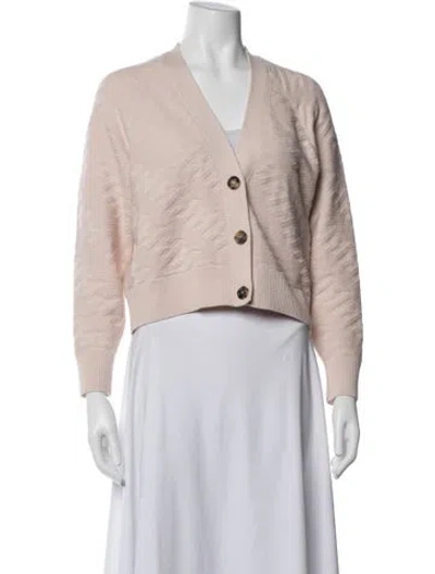 Pre-owned Hermes Virgin Wool Patterned Sweater In Pink