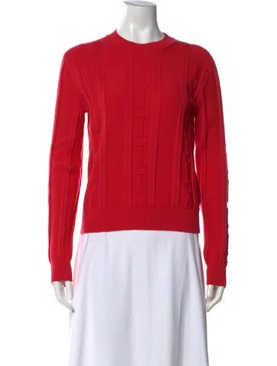 Pre-owned Hermes Virgin Wool Patterned Sweater W/ Tags In Red