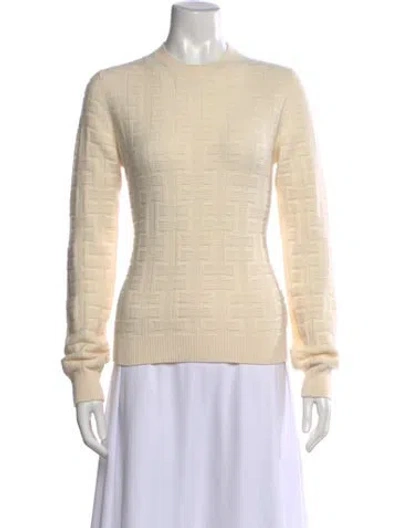 Pre-owned Hermes Virgin Wool Patterned Sweater In White