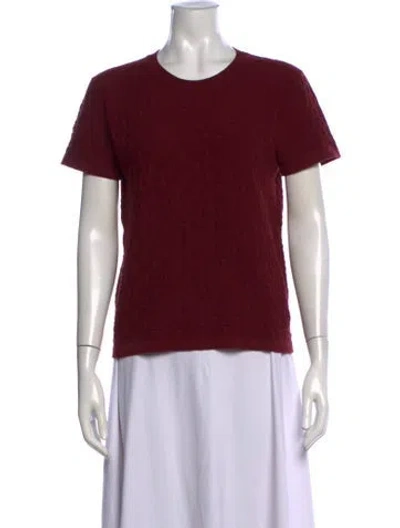 Pre-owned Hermes Virgin Wool Patterned T-shirt In Burgundy