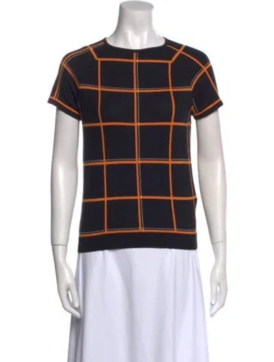 Pre-owned Hermes Virgin Wool Plaid Print T-shirt In Black