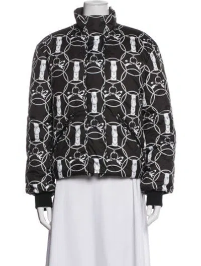 Pre-owned Hermes Virgin Wool Printed Down Jacket In Black