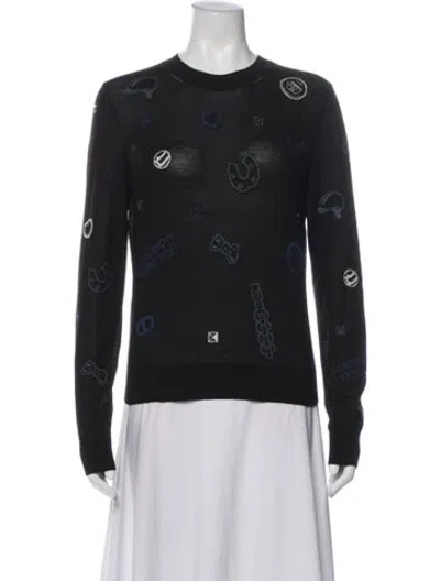 Pre-owned Hermes Virgin Wool Printed Sweater In Black