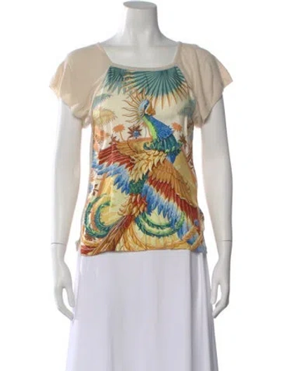 Pre-owned Hermes Virgin Wool Printed T-shirt In Neutral