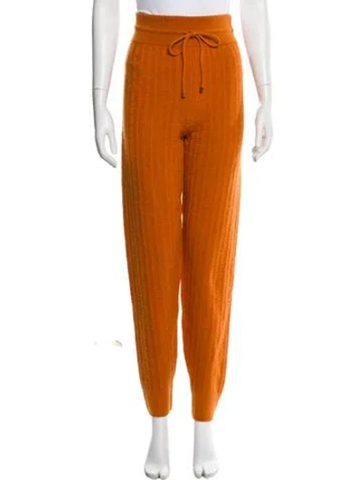 Pre-owned Hermes Virgin Wool Skinny Leg Pants In Orange