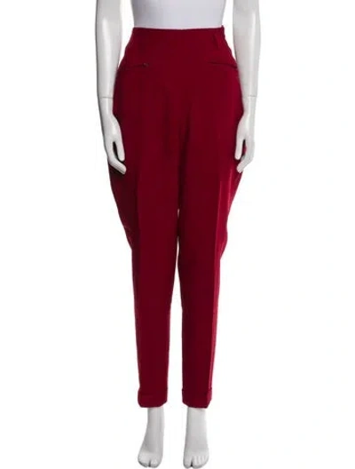 Pre-owned Hermes Virgin Wool Skinny Leg Pants In Red