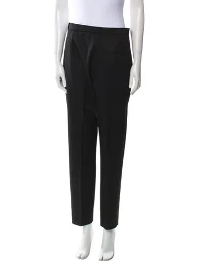 Pre-owned Hermes Virgin Wool Straight Leg Pants In Black