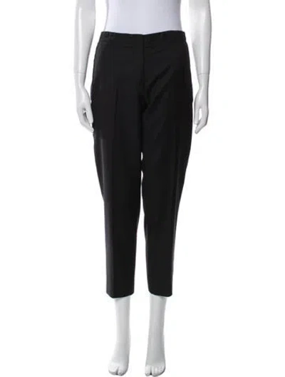 Pre-owned Hermes Virgin Wool Straight Leg Pants In Black