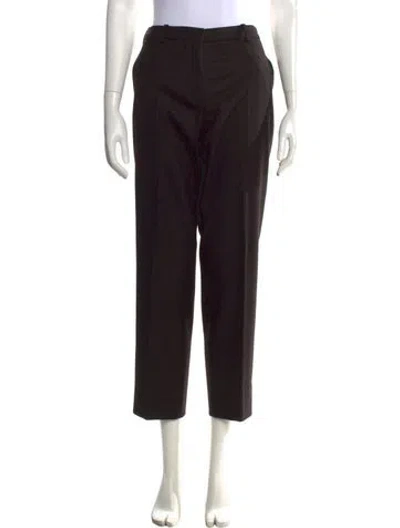 Pre-owned Hermes Virgin Wool Straight Leg Pants In Black