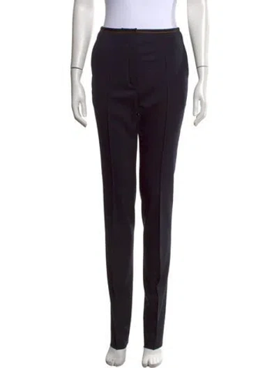Pre-owned Hermes Virgin Wool Straight Leg Pants In Black