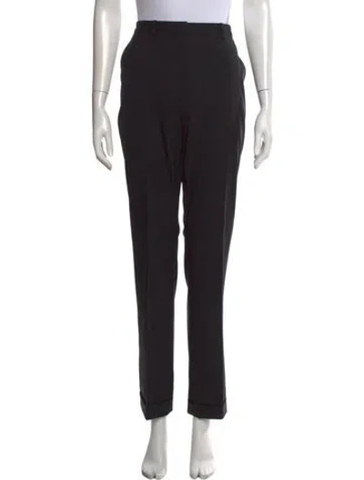 Pre-owned Hermes Virgin Wool Straight Leg Pants In Black/brown