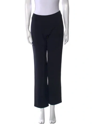 Pre-owned Hermes Virgin Wool Straight Leg Pants In Blue