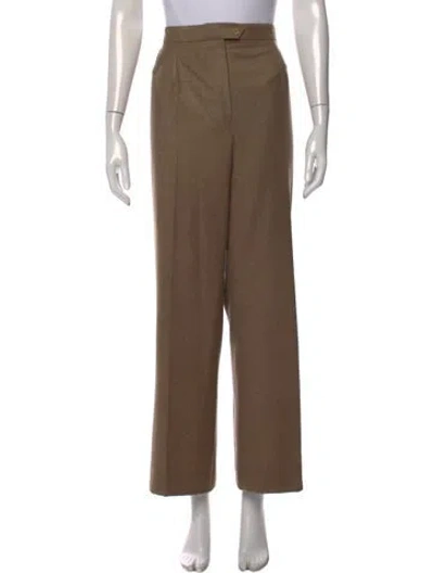 Pre-owned Hermes Virgin Wool Straight Leg Pants In Brown