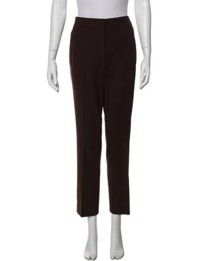 Pre-owned Hermes Virgin Wool Straight Leg Pants In Brown