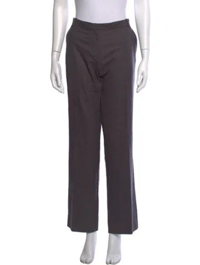 Pre-owned Hermes Virgin Wool Straight Leg Pants In Grey