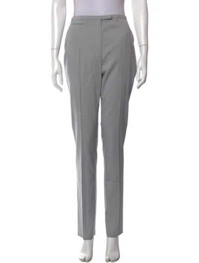 Pre-owned Hermes Virgin Wool Straight Leg Pants In Grey