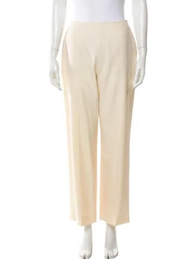 Pre-owned Hermes Virgin Wool Straight Leg Pants In Neutral