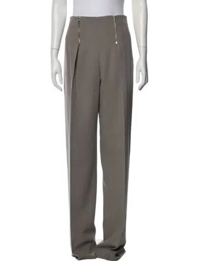 Pre-owned Hermes Virgin Wool Straight Leg Pants In Neutrals