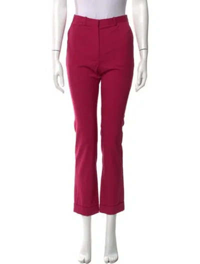 Pre-owned Hermes Virgin Wool Straight Leg Pants In Pink