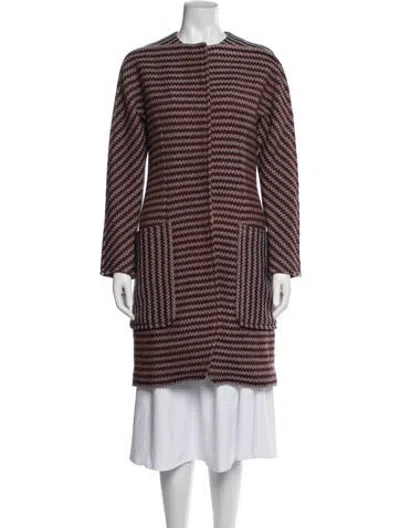 Pre-owned Hermes Virgin Wool Striped Coat In Blue