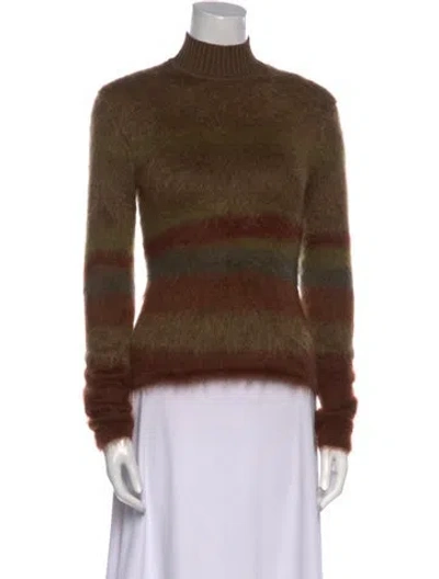 Pre-owned Hermes Virgin Wool Striped Sweater In Brown