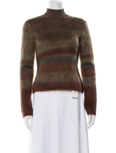 Pre-owned Hermes Virgin Wool Striped Sweater In Brown