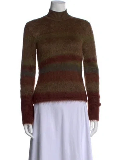 Pre-owned Hermes Virgin Wool Striped Sweater In Brown