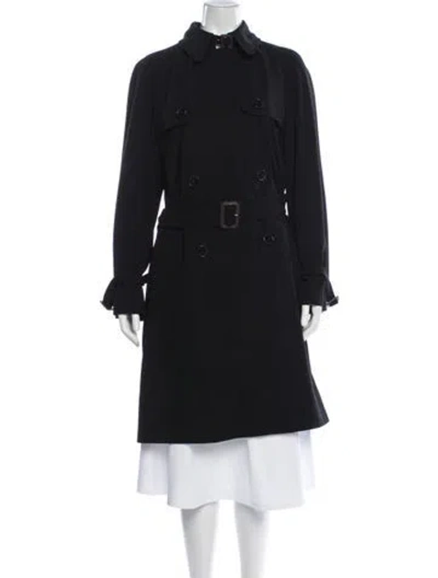 Pre-owned Hermes Virgin Wool Trench Coat In Black