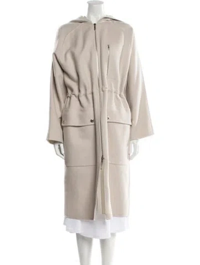 Pre-owned Hermes Virgin Wool Trench Coat In Neutral