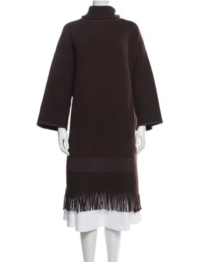 Pre-owned Hermes Virgin Wool Turtleneck Sweater In Brown