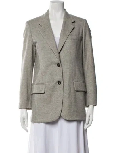 Pre-owned Hermes Virgin Wool Tweed Pattern Blazer In Neutral