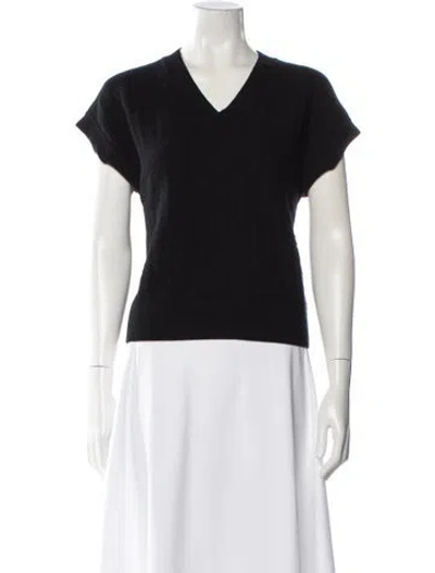 Pre-owned Hermes Virgin Wool V-neck Sweater In Black