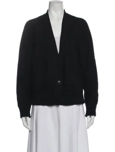 Pre-owned Hermes Virgin Wool V-neck Sweater In Black