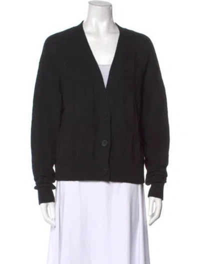 Pre-owned Hermes Virgin Wool V-neck Sweater In Black