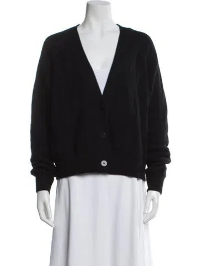 Pre-owned Hermes Virgin Wool V-neck Sweater In Black