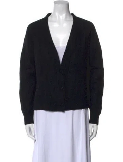 Pre-owned Hermes Virgin Wool V-neck Sweater In Black