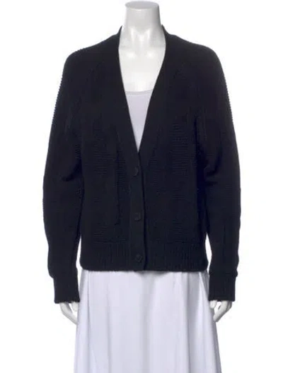 Pre-owned Hermes Virgin Wool V-neck Sweater In Black