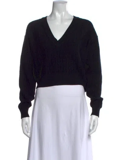 Pre-owned Hermes Virgin Wool V-neck Sweater In Black
