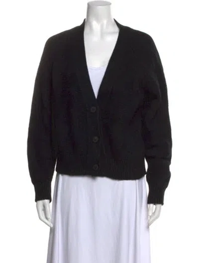 Pre-owned Hermes Virgin Wool V-neck Sweater In Black