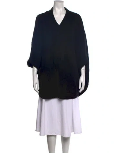 Pre-owned Hermes Virgin Wool V-neck Sweater In Black