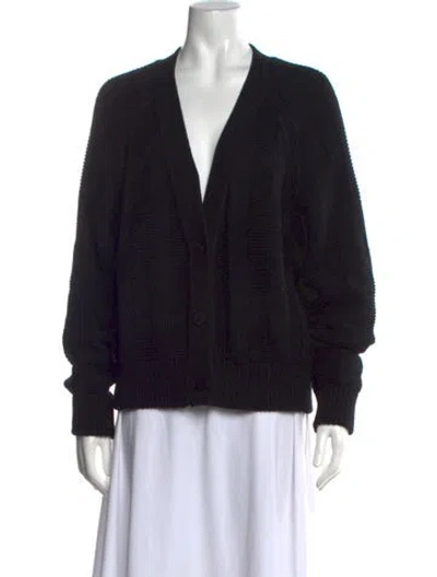 Pre-owned Hermes Virgin Wool V-neck Sweater In Black