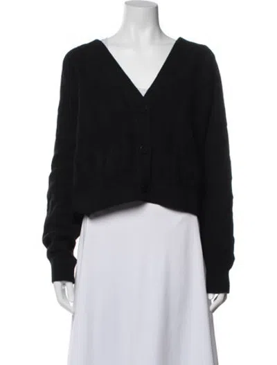Pre-owned Hermes Virgin Wool V-neck Sweater In Black