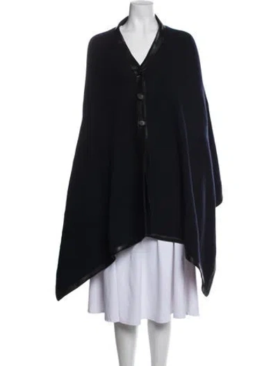 Pre-owned Hermes Virgin Wool V-neck Sweater In Black/blue