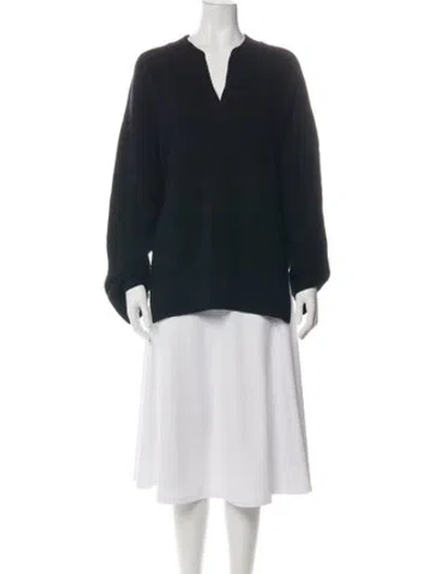 Pre-owned Hermes Virgin Wool V-neck Sweater In Blue