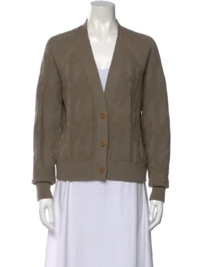 Pre-owned Hermes Virgin Wool V-neck Sweater In Brown